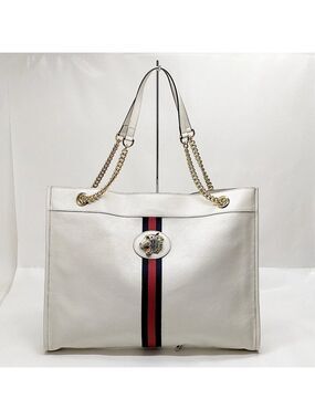 Gucci Tote Bag Sherry Line White Leather 750-052925